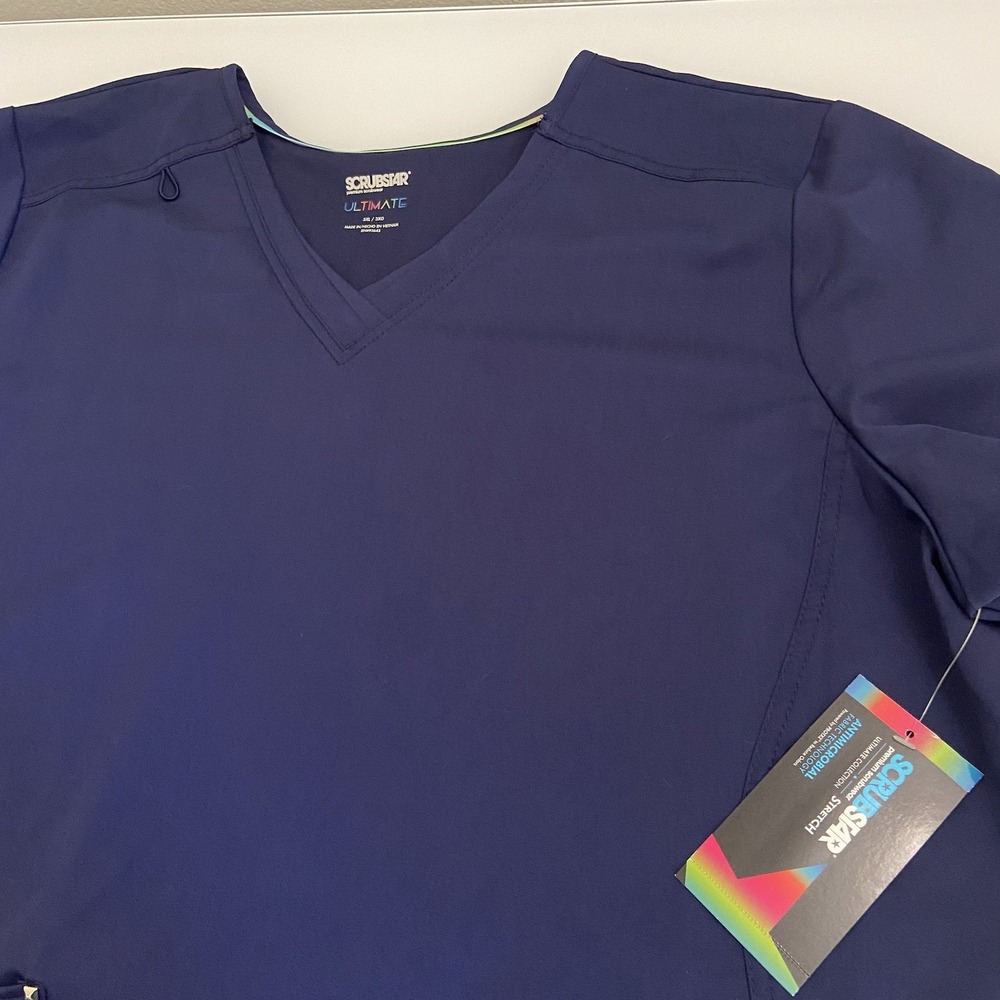Women's‎ Scrubstar Ultimate Criss Cross  V-Neck 3XL Scrub Top Stretch NAVY NEW